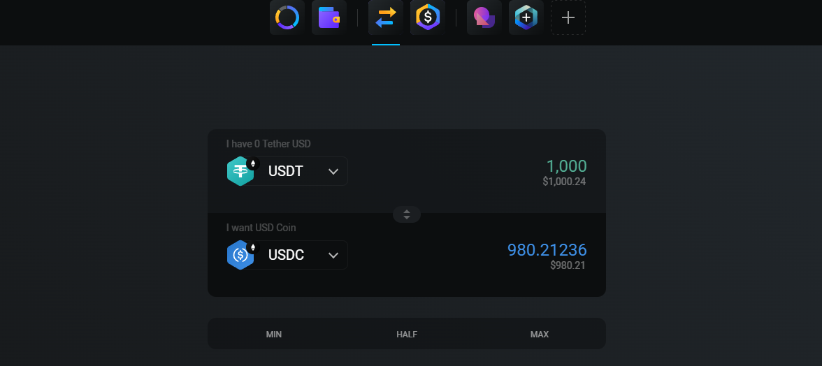 Exodus Instant Swap