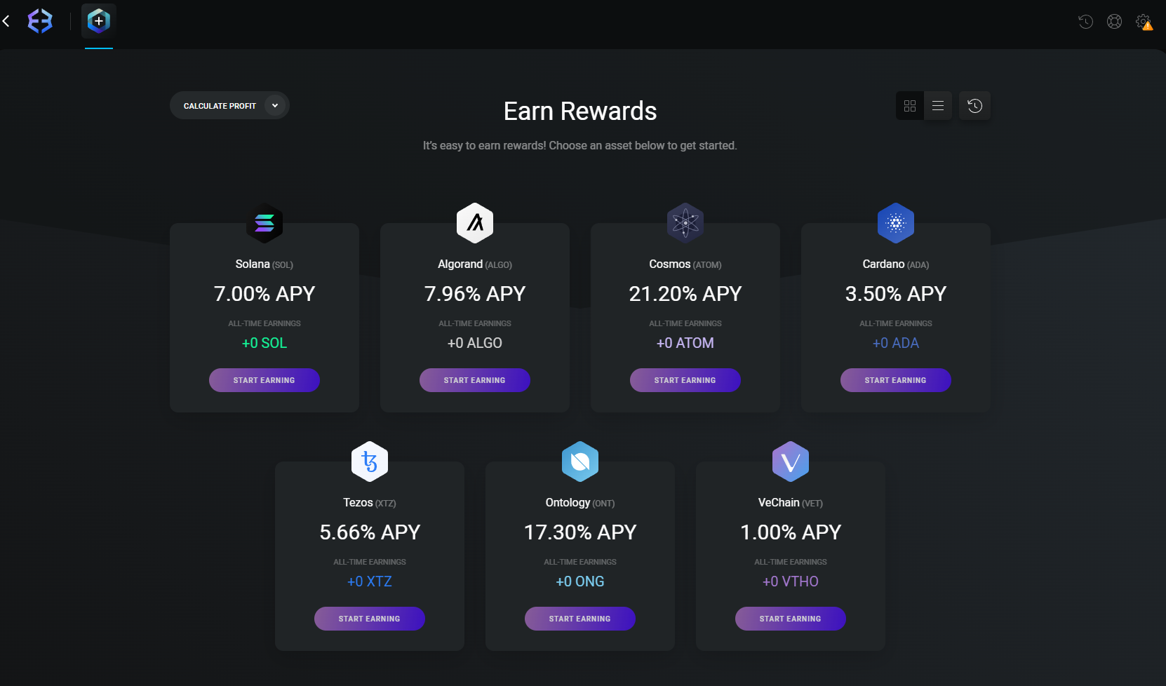 Exodus Rewards Dashboard