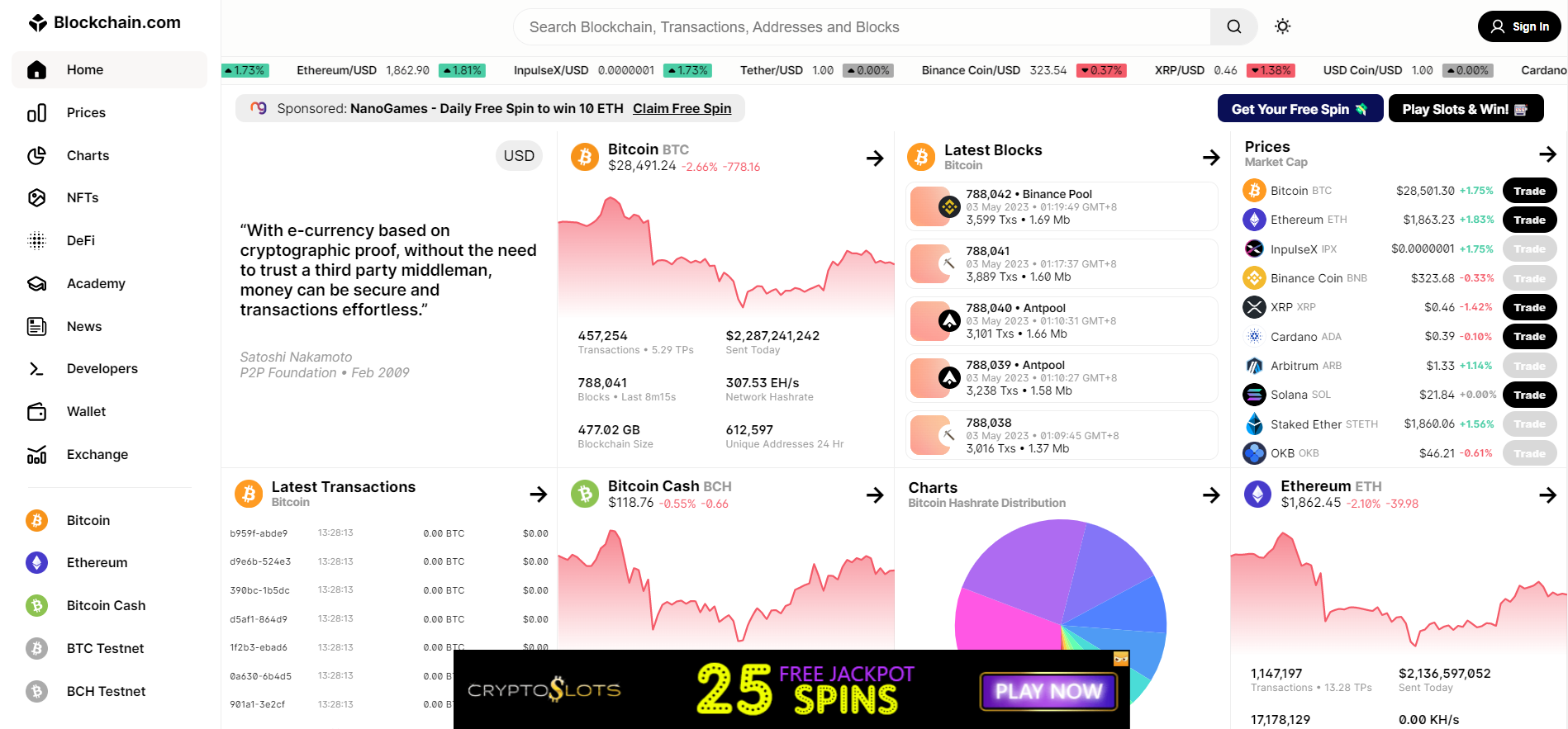 Find any Bitcoin transaction on the ledger