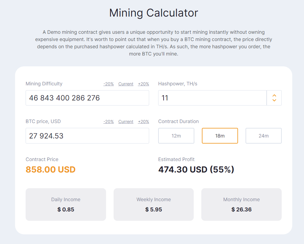 Hashing24 cloud mining calculator