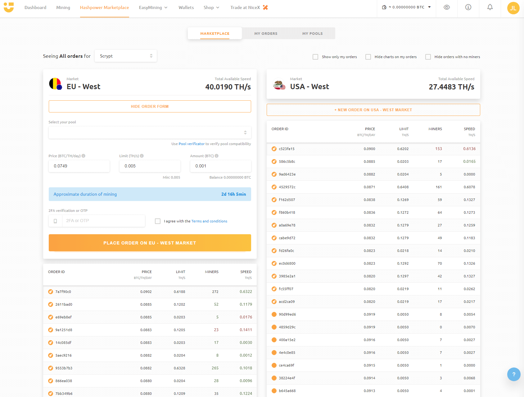 Hashpower Marketplace NiceHash