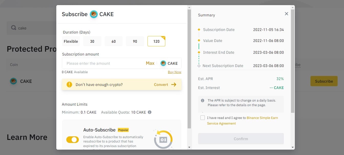 Join CAKE staking pool on Binance