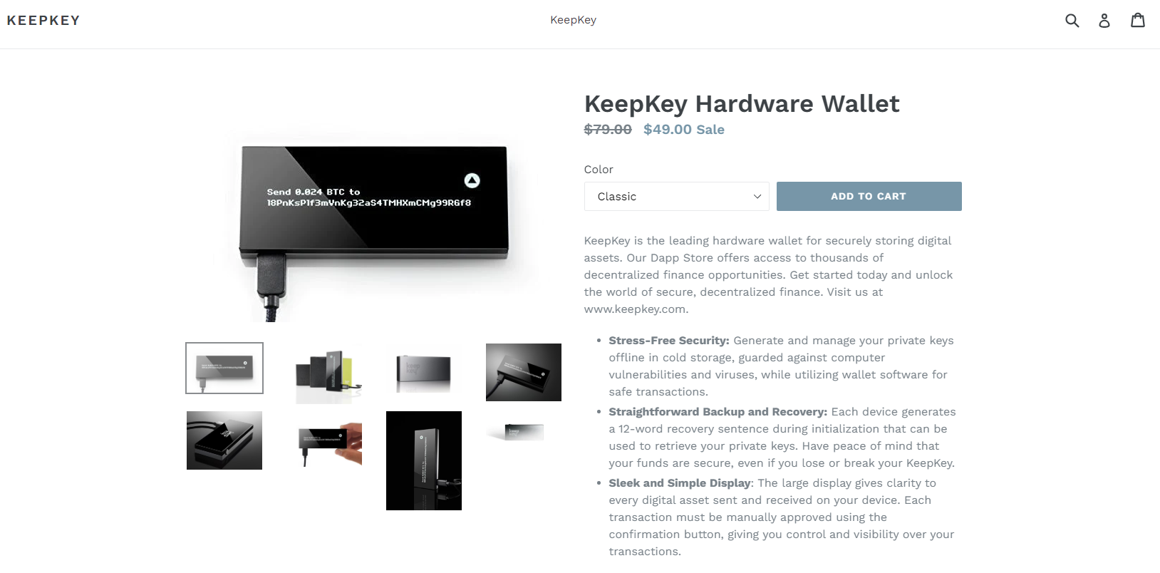 KeepKey wallet specs