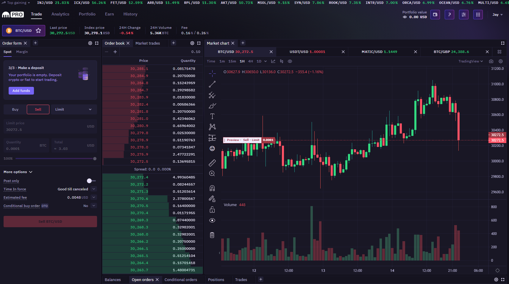 Kraken Exchange Interface screenshot