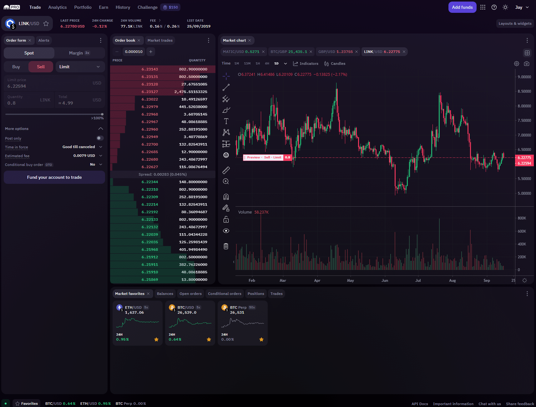 Kraken Pro Trading Interface screenshot