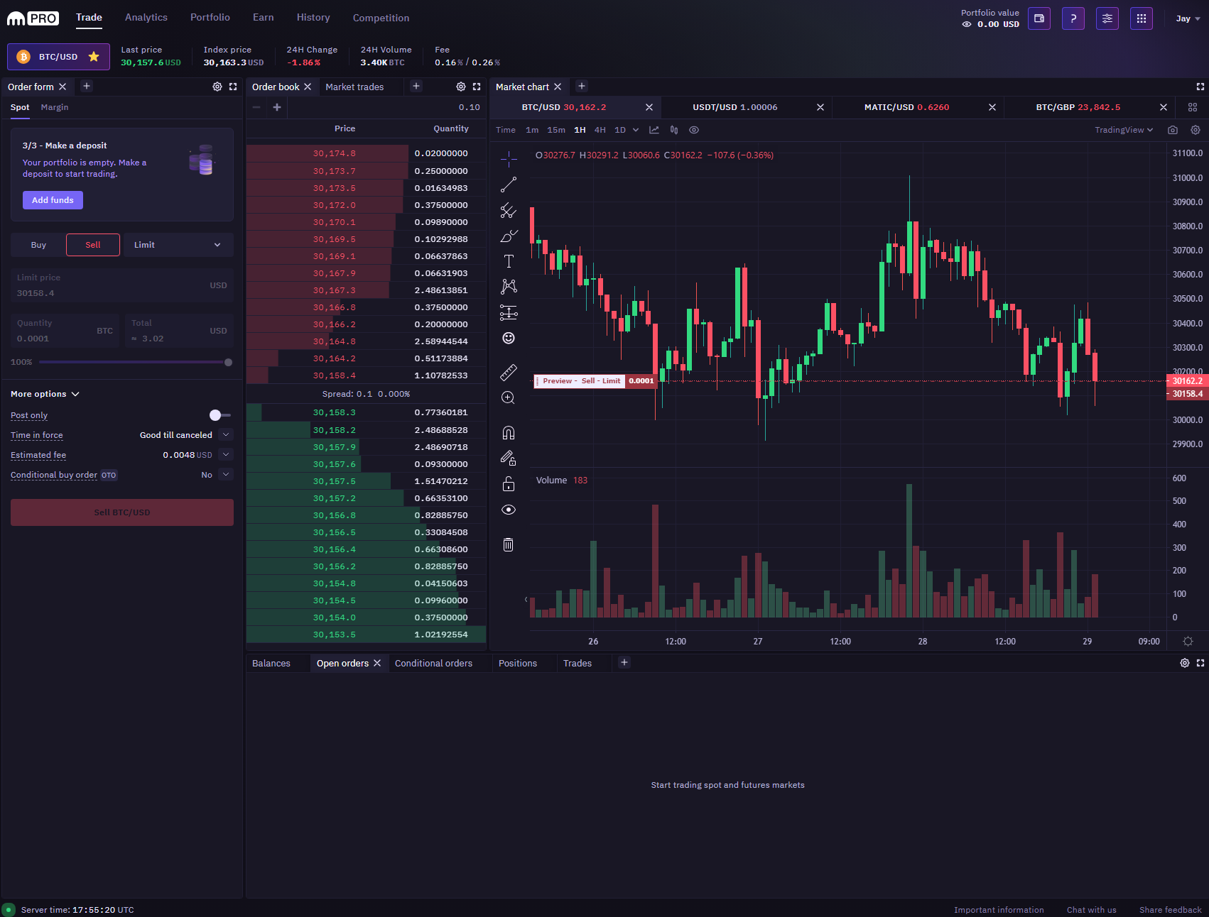 Kraken Trading Interface screenshot