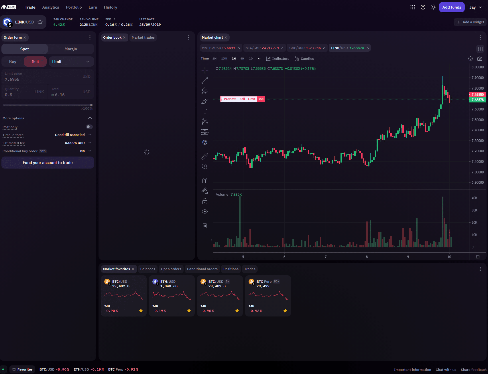 Trading on Kraken's Pro terminal