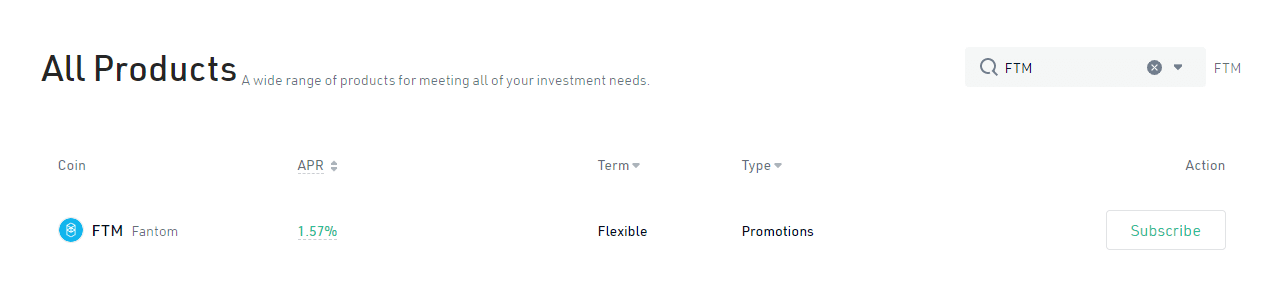 KuCoin flexible FTM reward