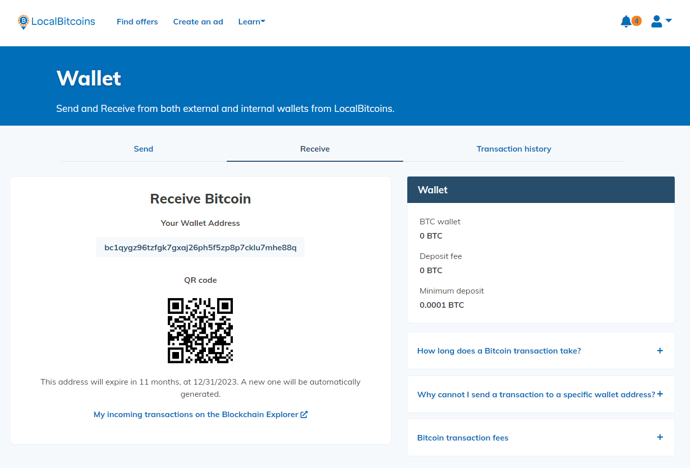 LocalBitcoins Wallet screenshot