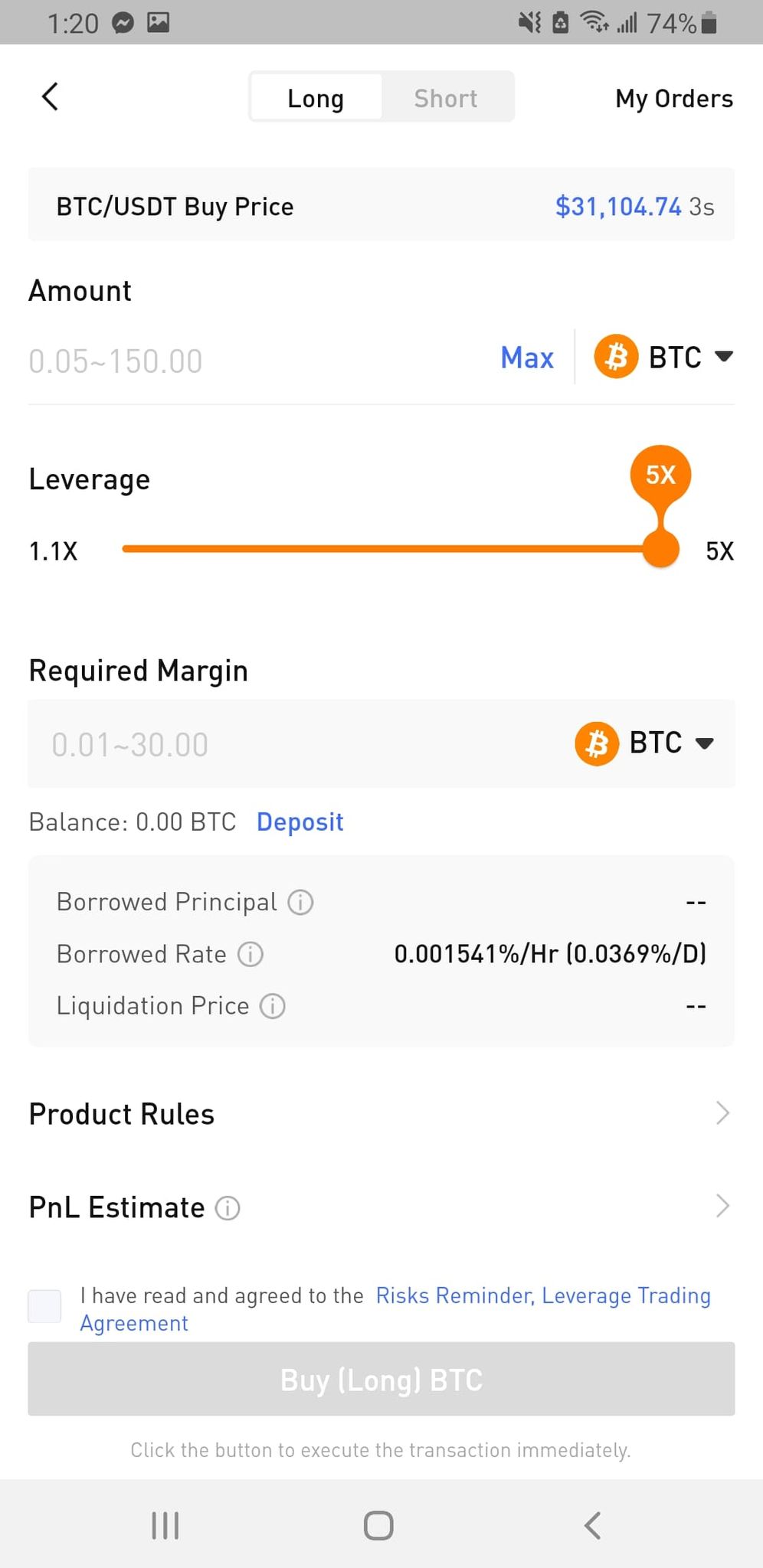 Margin trading platform on Matrixport