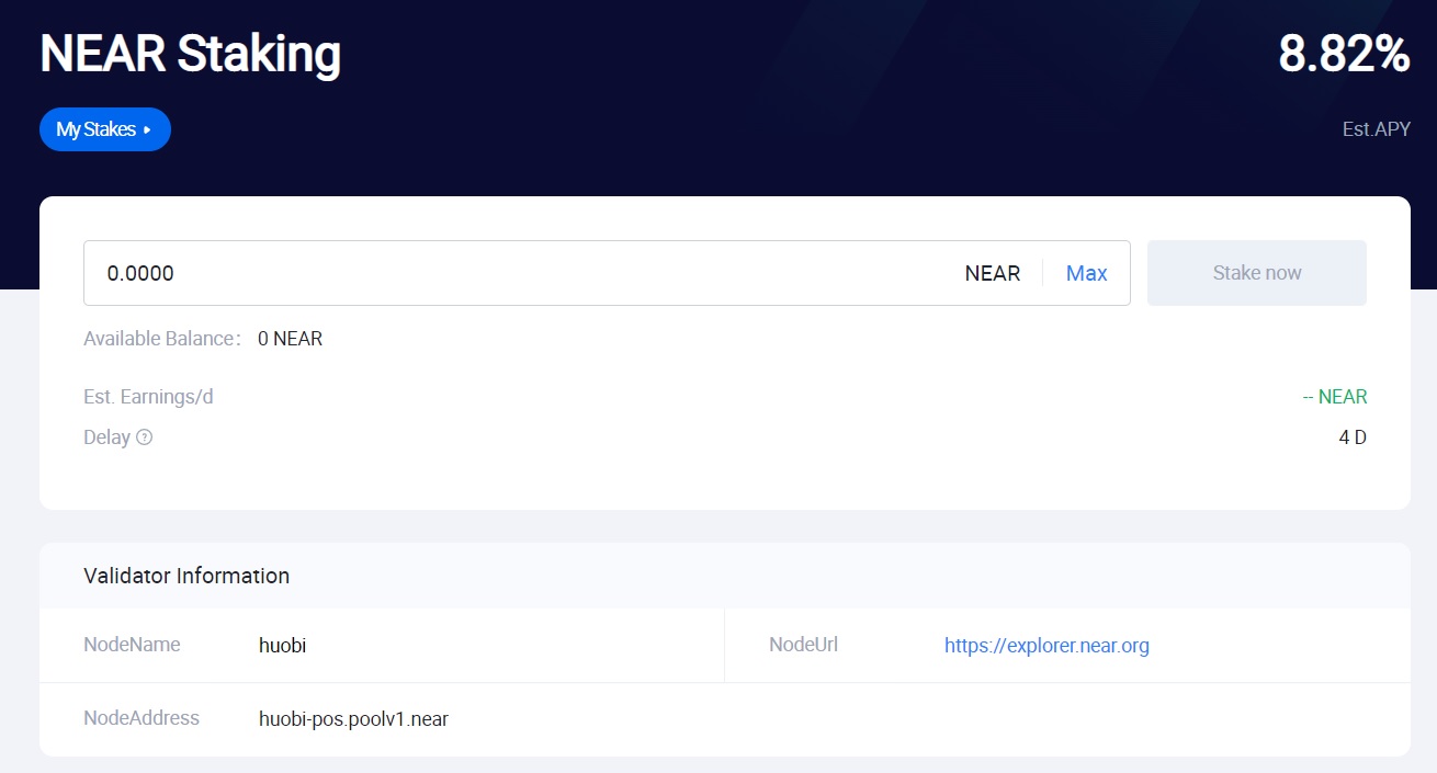NEAR staking with Huobi