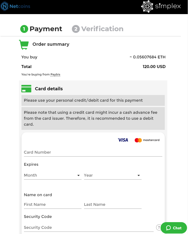 Buying crypto with credit card on Netcoins