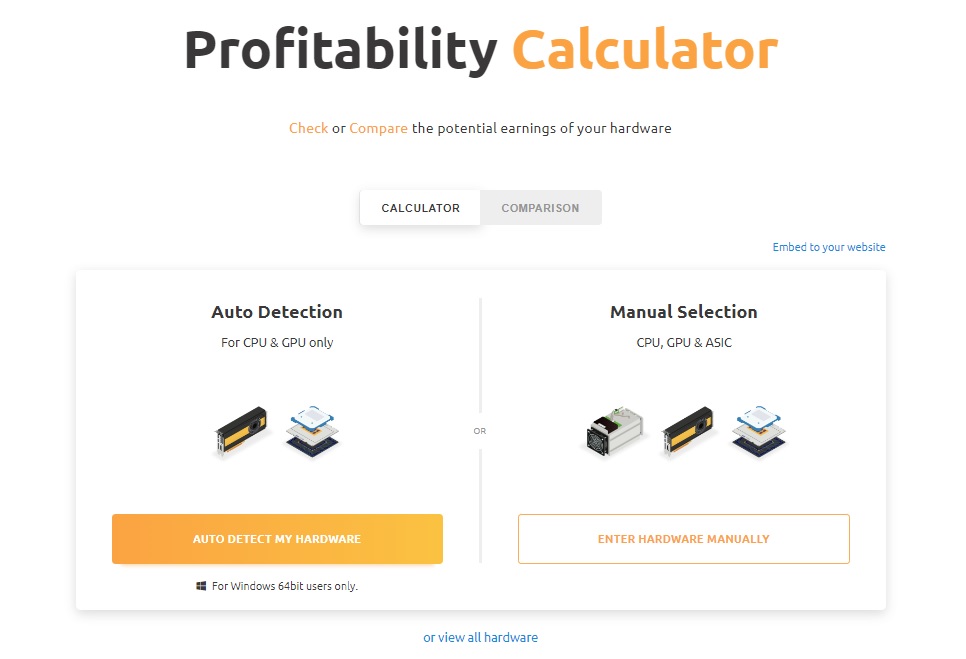 NiceHash crypto mining calculator