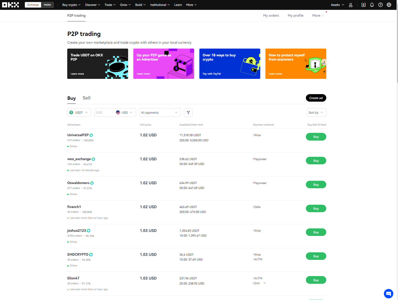 OKX P2P Marketplace