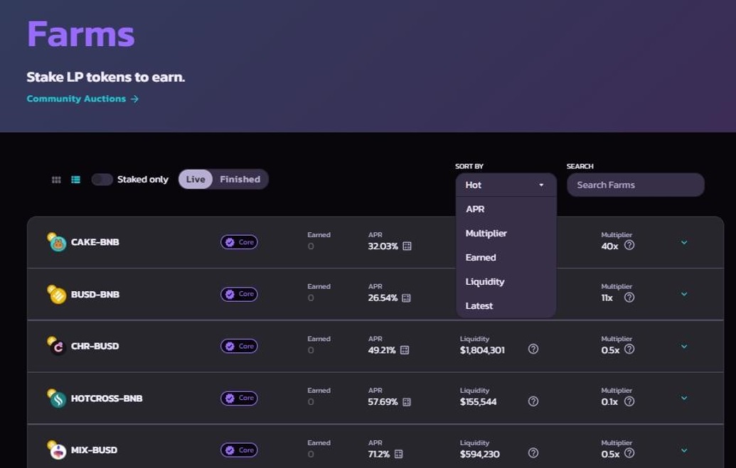 Pancakeswap Liquidity farms