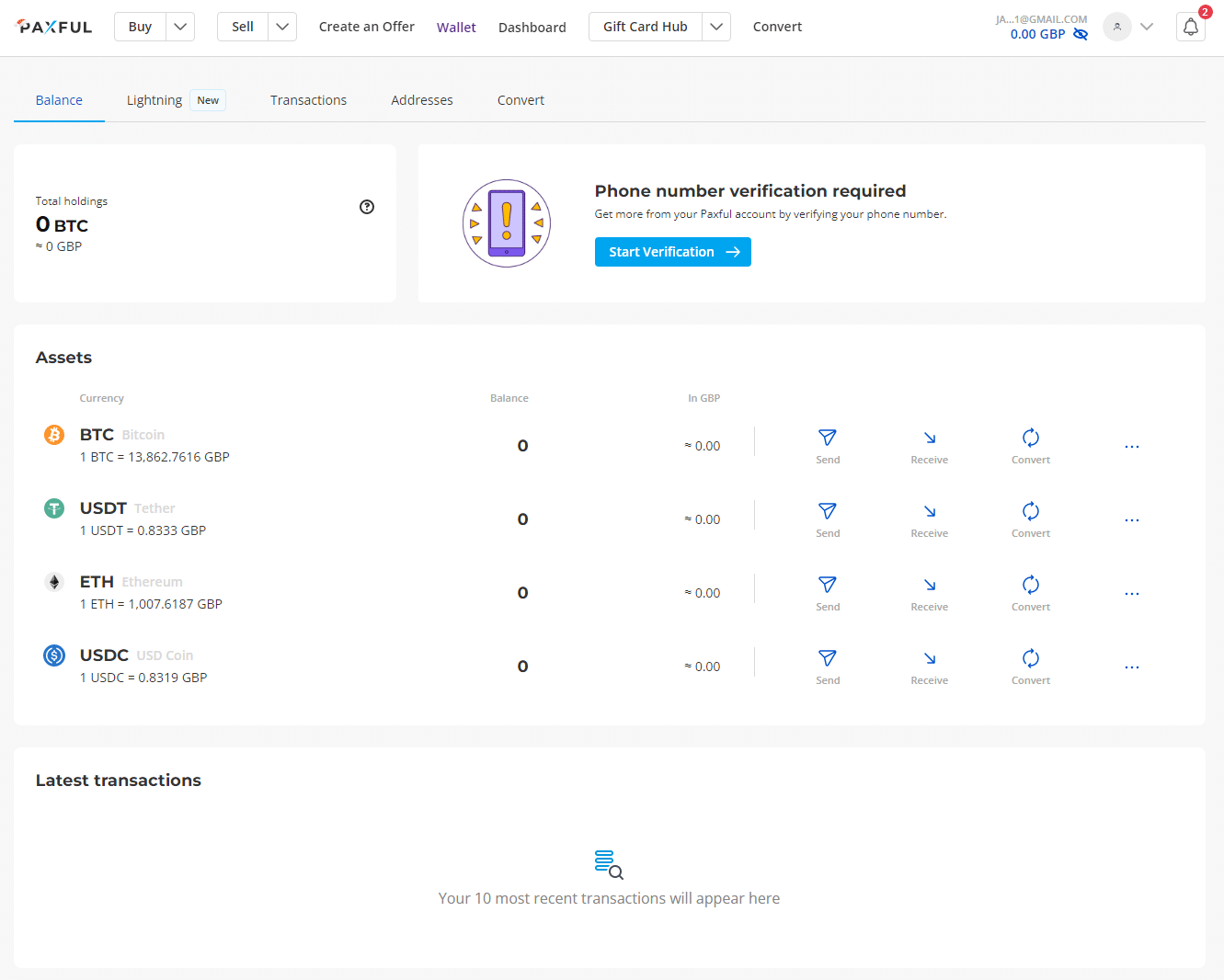 Paxful wallet screenshot