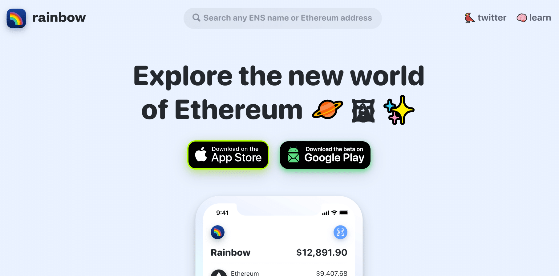 Rainbow wallet website