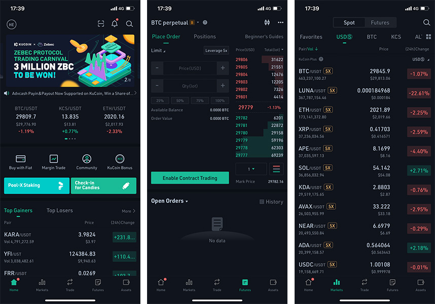 Kucoin app screenshots