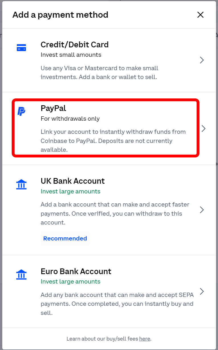 Select PayPal from payment list