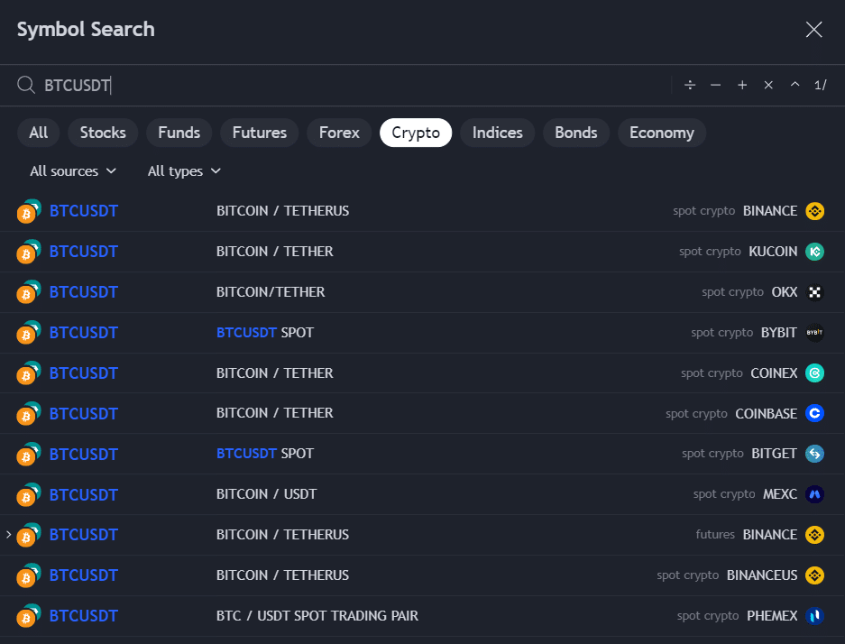 Select a trading pair