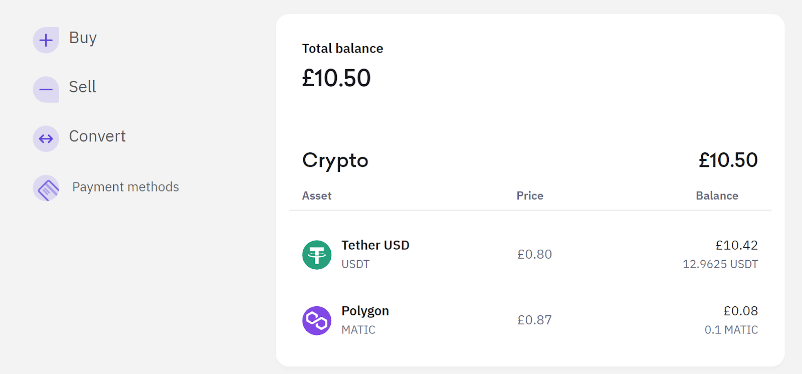 Select the crypto to transfer from Kraken