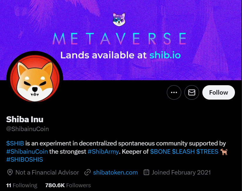 Shiba inu twitter page