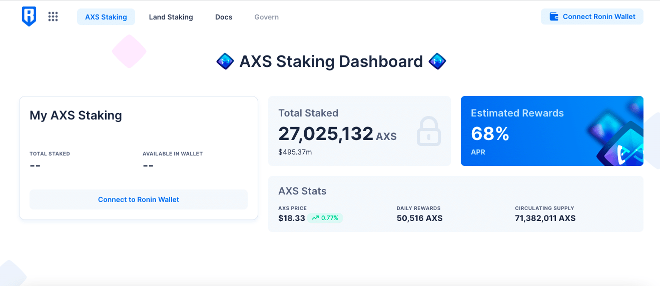 Staking AXS on Ronin Wallet