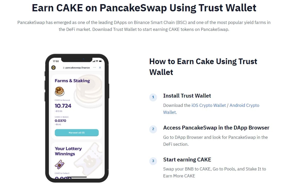 Staking CAKE on trustwallet