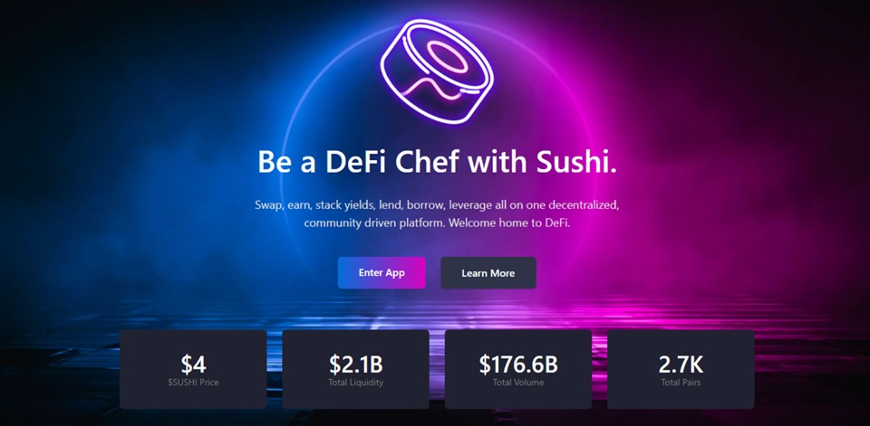 Sushiswap website and stats