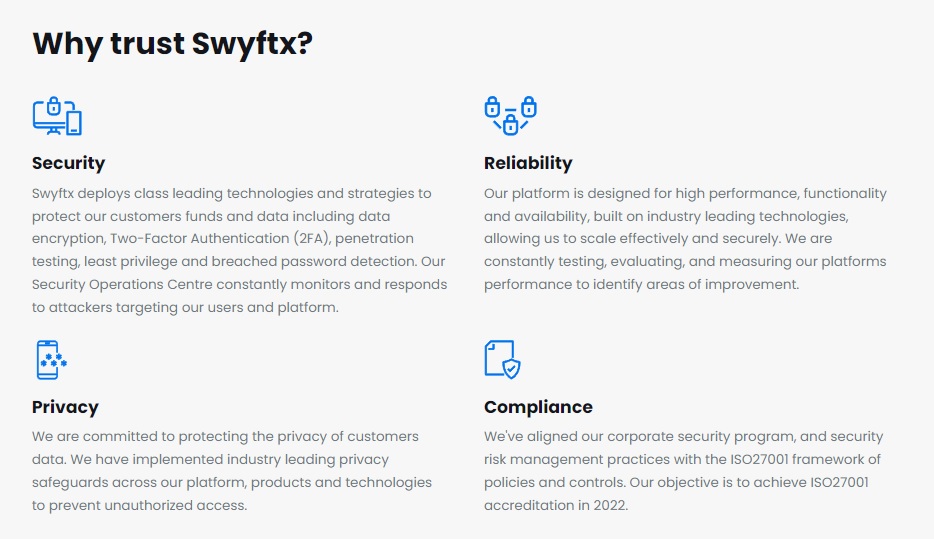 Swyftx security features