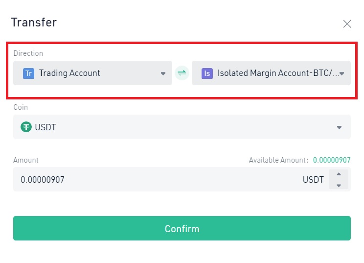Transfer from KuCoin trading to margin wallet