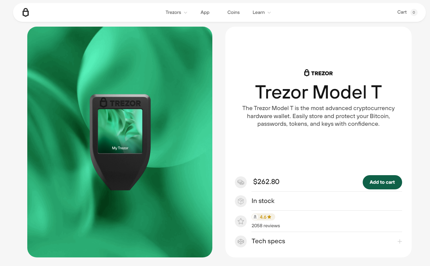 Trezor Model T specs