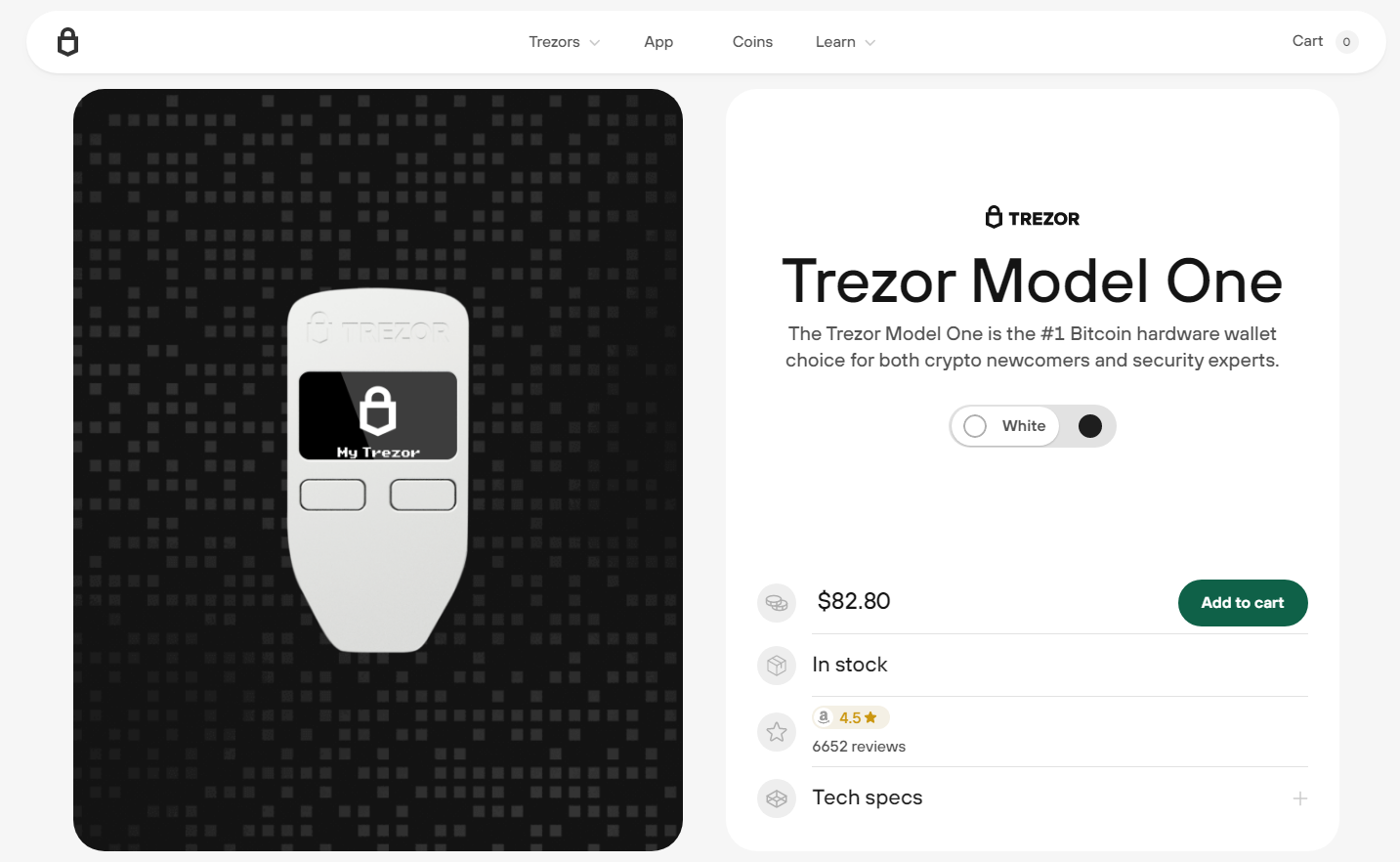 Trezor Model one specs