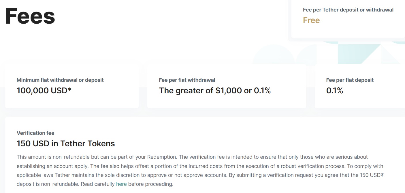 USDT transaction costs on the Tether network