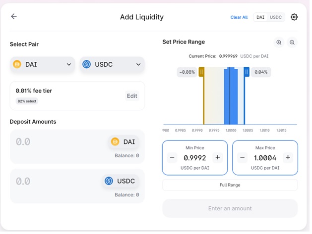 Farming liquidity on uniswap