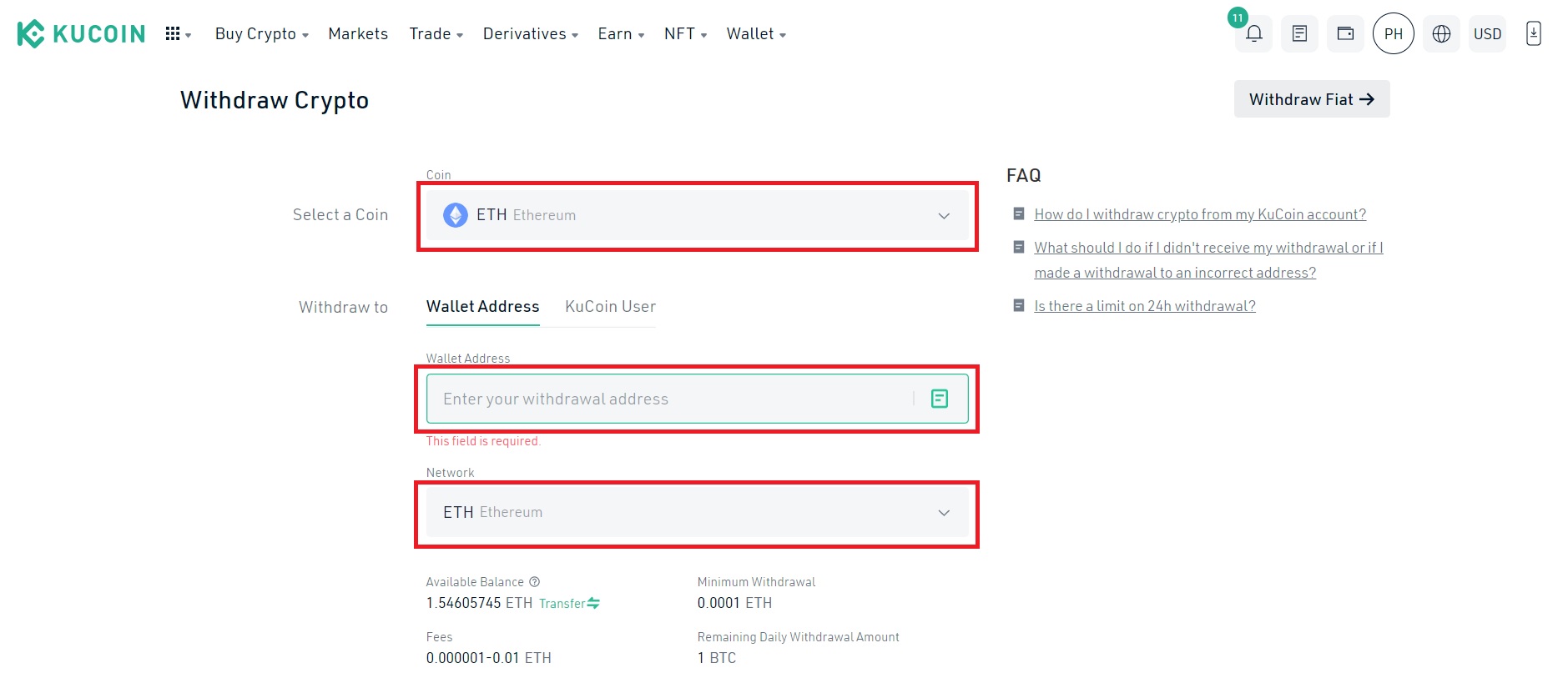 Withdrawing crypto from KuCoin