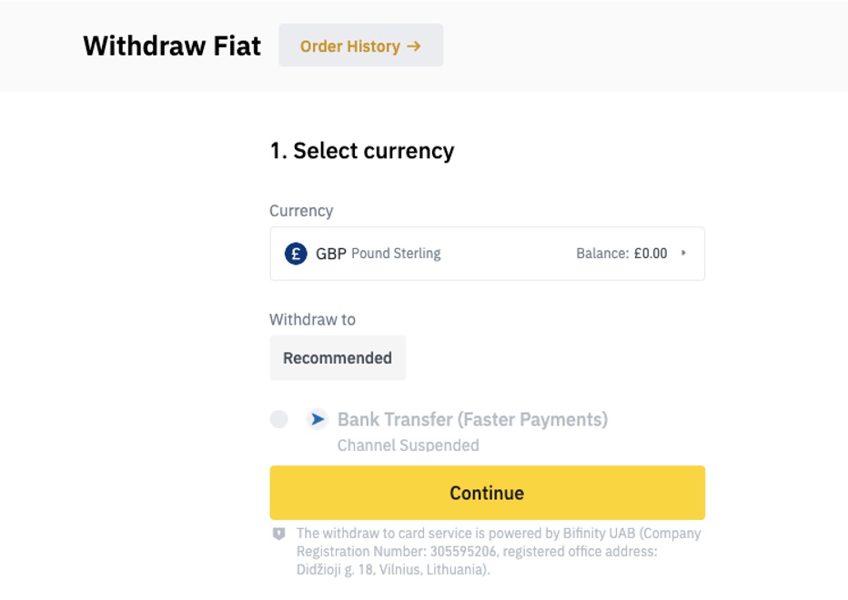 Wthdraw fiat to bank account on Binance