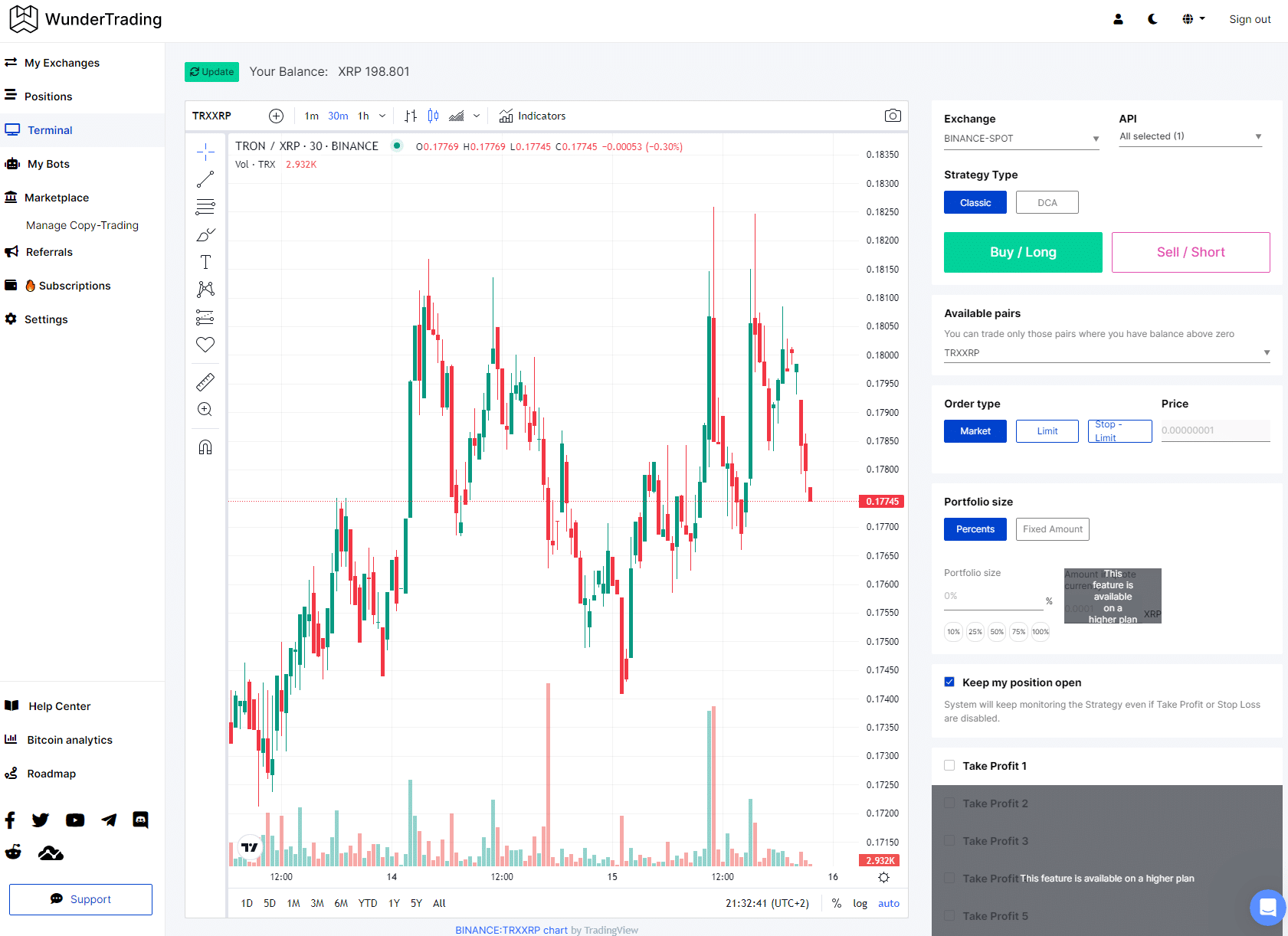 WunderTrading terminal