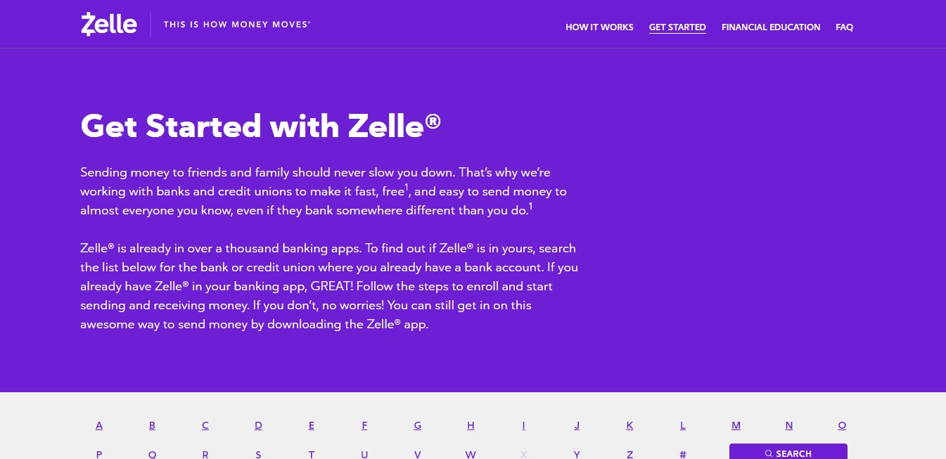 Creating an account with Zelle