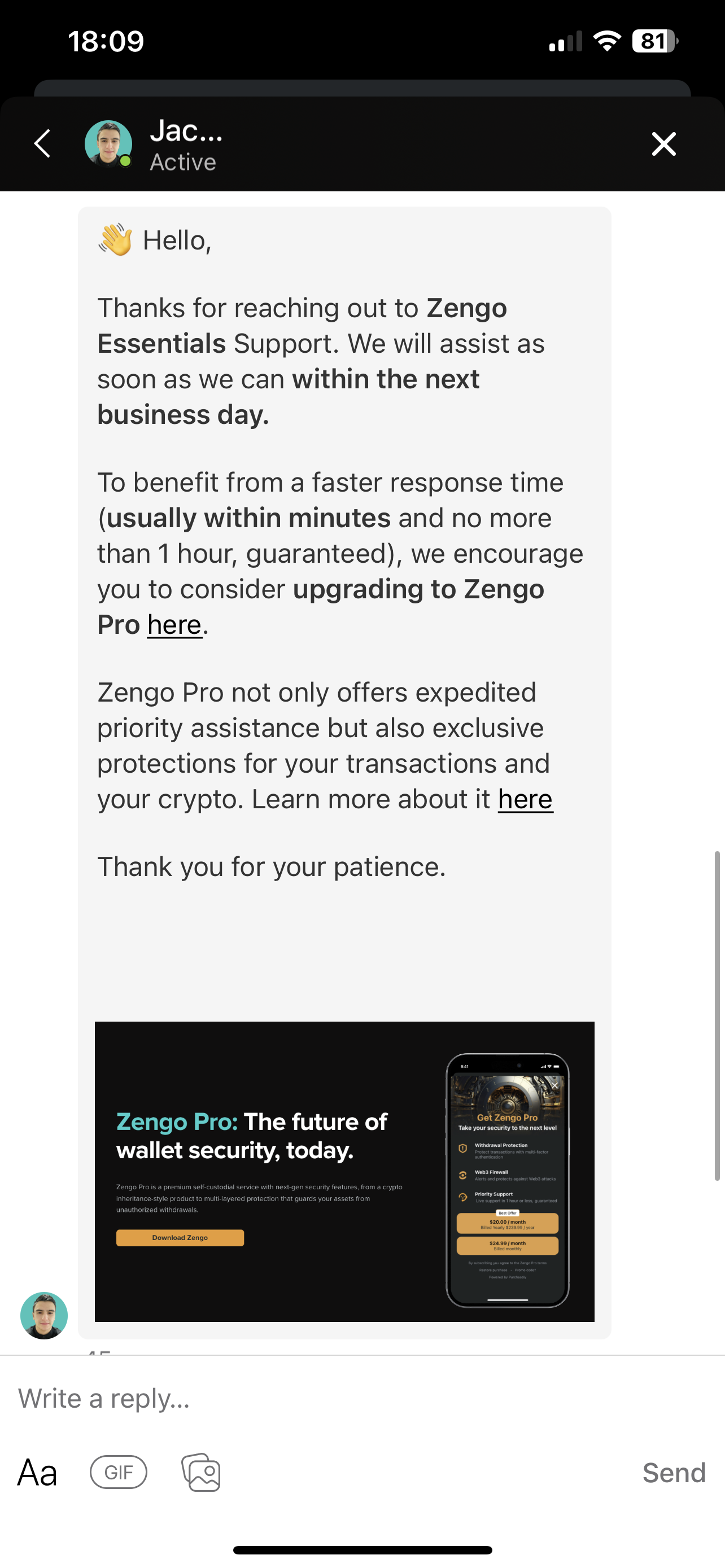 Zengo wallet live chat