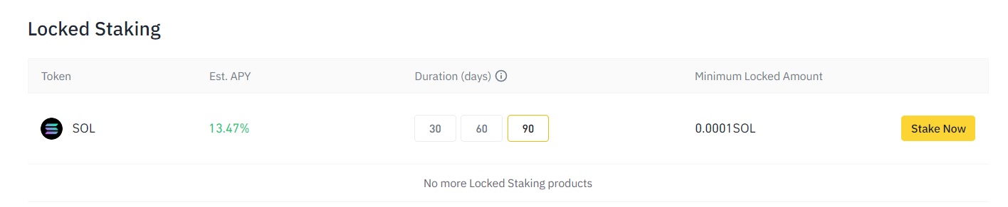 Binance locked staking for Solana