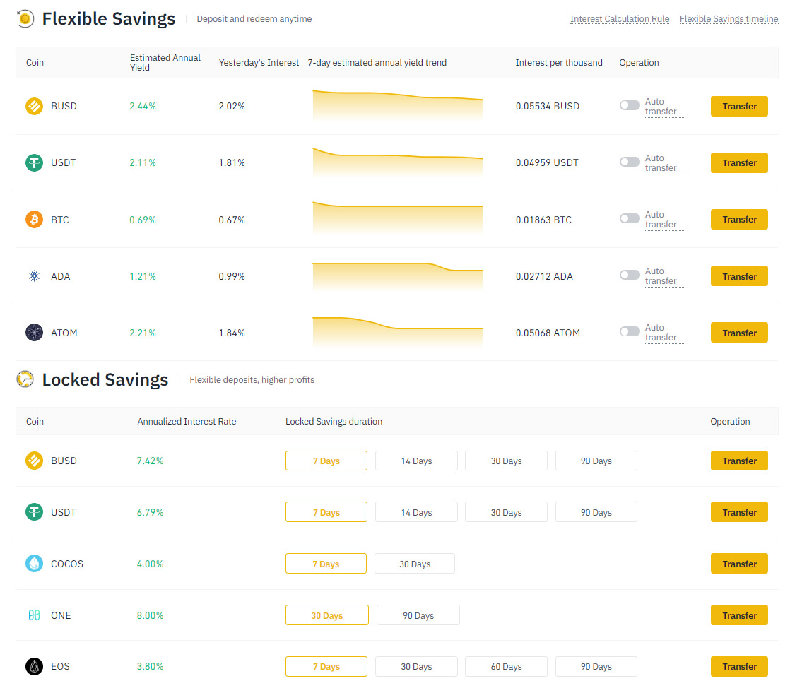 binance savings account