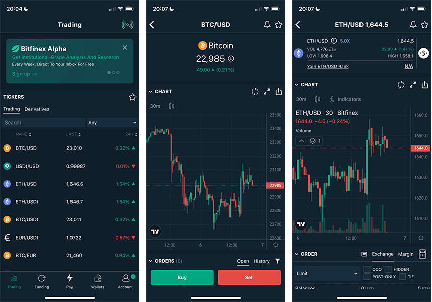 bitfinex mobile app screenshots