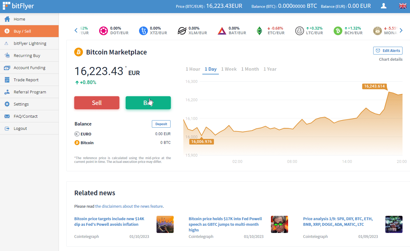 bitflyer instant buy screenshot