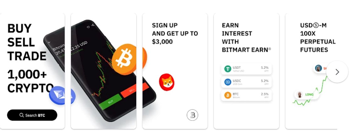 bitmart mobile app screenshots