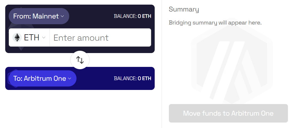 bridging ETH from mainnet to arbitrum one