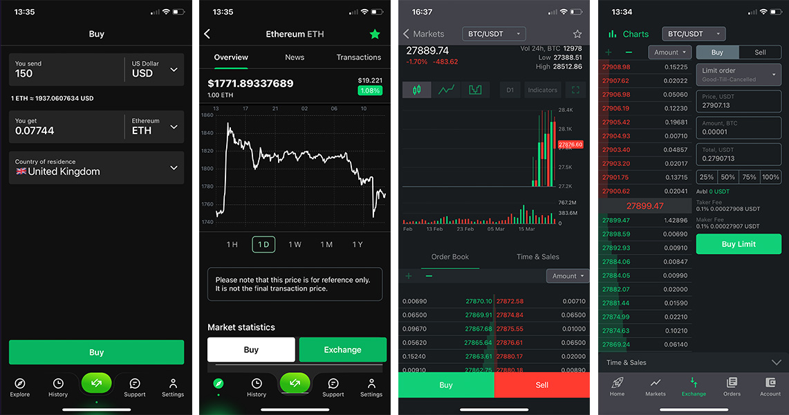 changelly mobile app screenshots