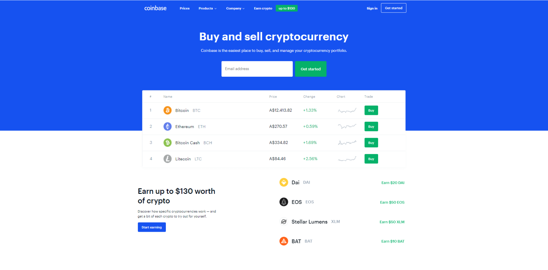 Coinbase website