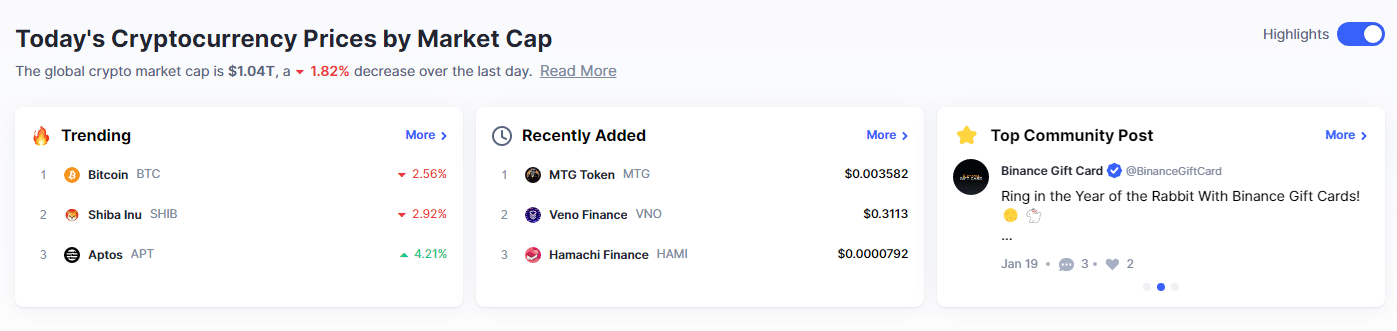 coinmarketcap research page