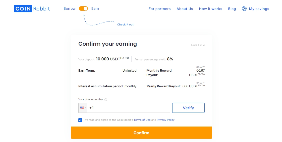 coinrabbit earn process